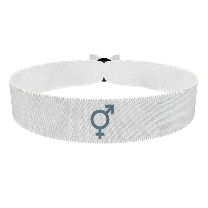 Zum Produkt Bigender Symbol weiß Stoffarmband