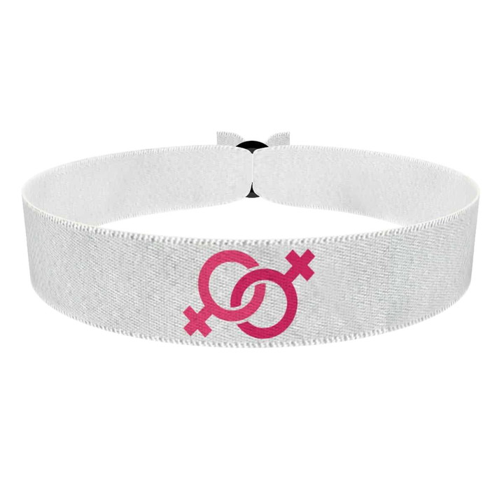 Zum Produkt Lesbian Symbol weiß Stoffarmband