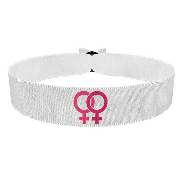 Zum Produkt Lesbian Symbol weiß 3 Stoffarmband