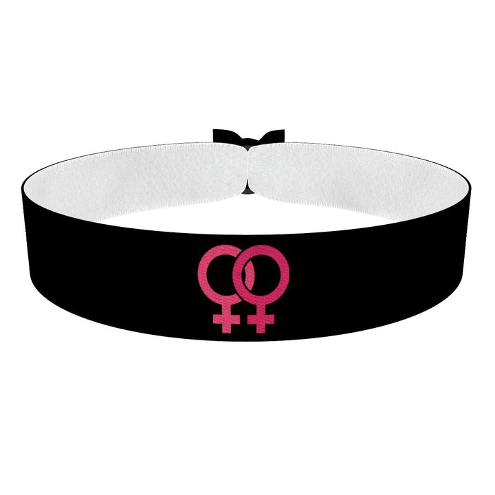 Zum Produkt Lesbian Symbol schwarz 3 Stoffarmband