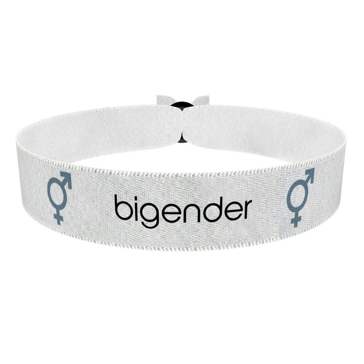 Zum Produkt Bigender Symbol Text weiß Stoffarmband