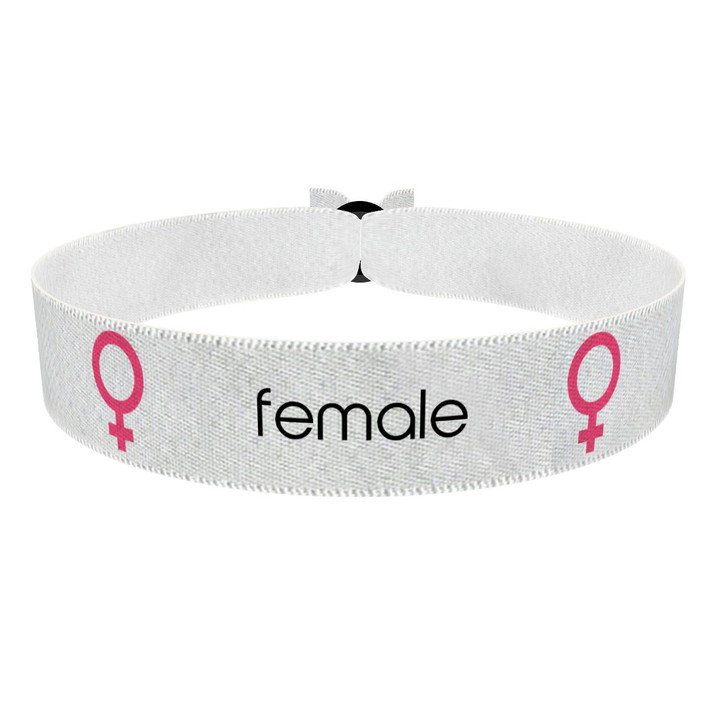 Zum Produkt Female Symbol Text weiß Stoffarmband