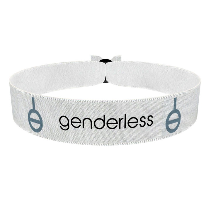 Zum Produkt Genderless Symbol Text weiß Stoffarmband