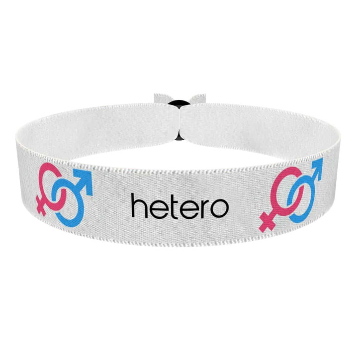 Zum Produkt Hetero Symbol Text weiß Stoffarmband