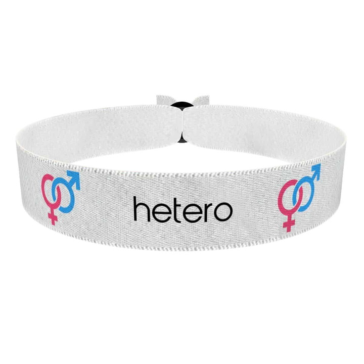 Zum Produkt Hetero Symbol Text weiß 2 Stoffarmband