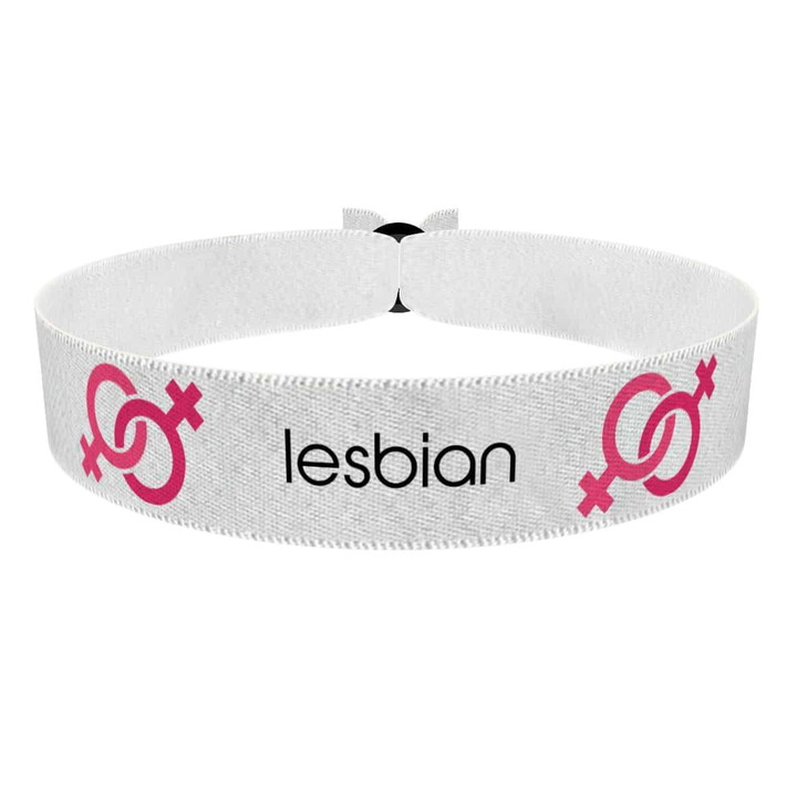 Zum Produkt Lesbian Symbol Text weiß Stoffarmband
