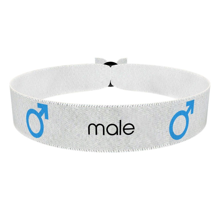 Zum Produkt Male Symbol Text weiß Stoffarmband