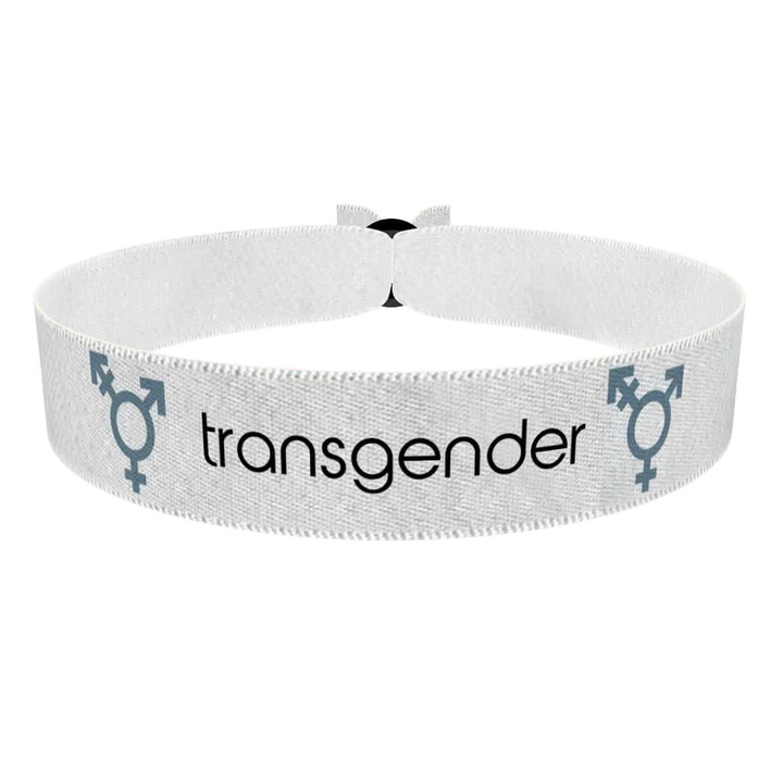 Zum Produkt Transgender Symbol Text weiß Stoffarmband