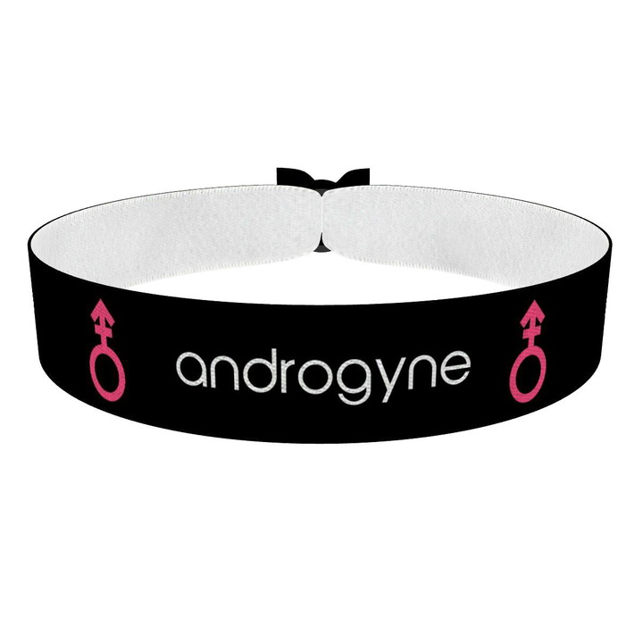 Zum Produkt Androgyne Symbol Text schwarz Stoffarmband