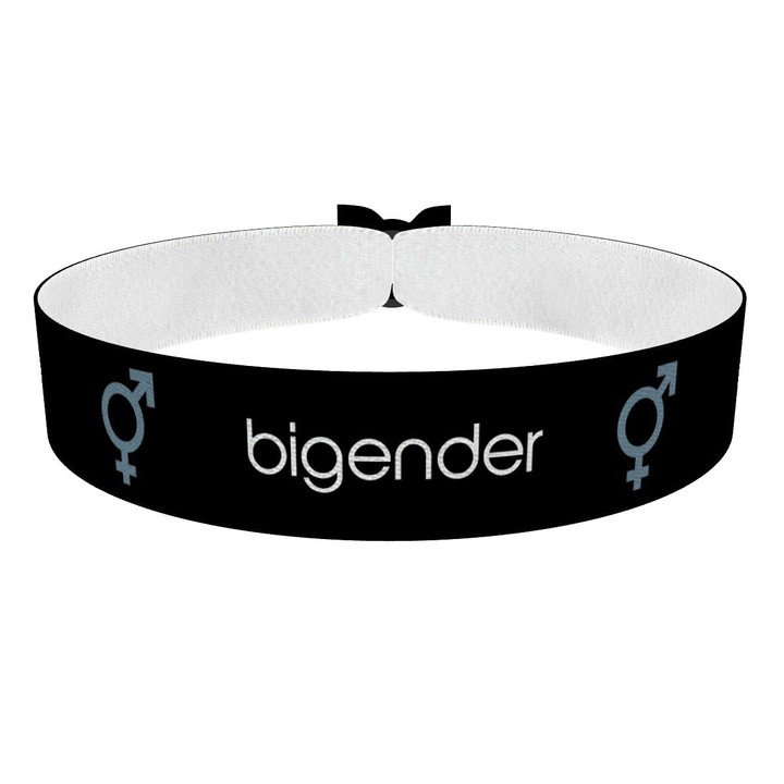 Zum Produkt Bigender Symbol Text schwarz Stoffarmband