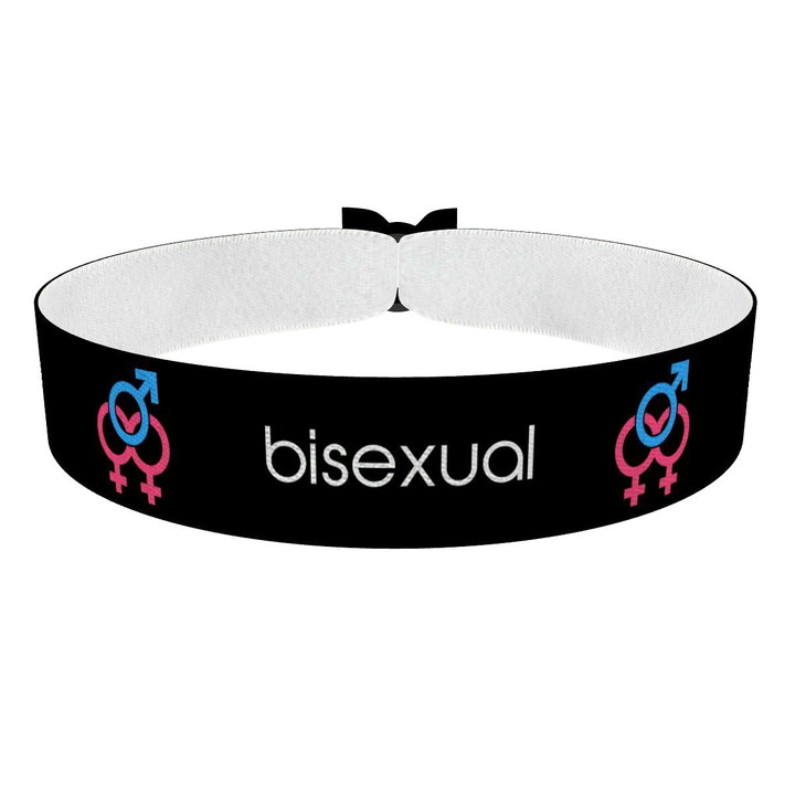 Zum Produkt Bisexual Symbol Text schwarz Stoffarmband