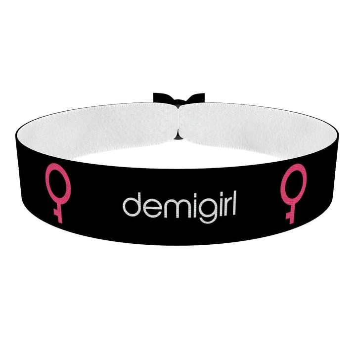 Zum Produkt Demigirl Symbol Text schwarz Stoffarmband
