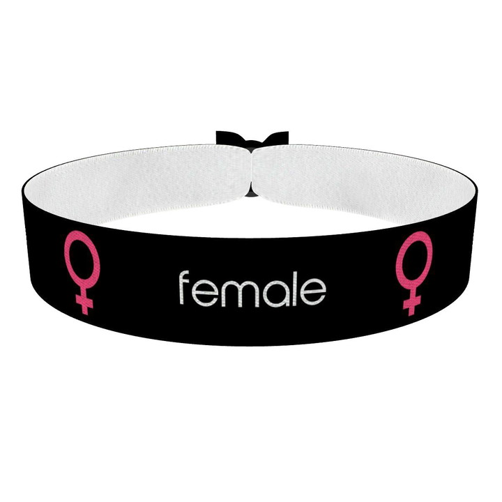 Zum Produkt Female Symbol Text schwarz Stoffarmband