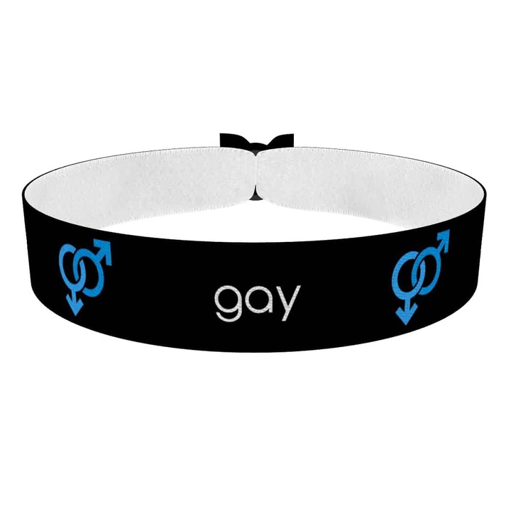 Zum Produkt Gay Symbol Text schwarz Stoffarmband