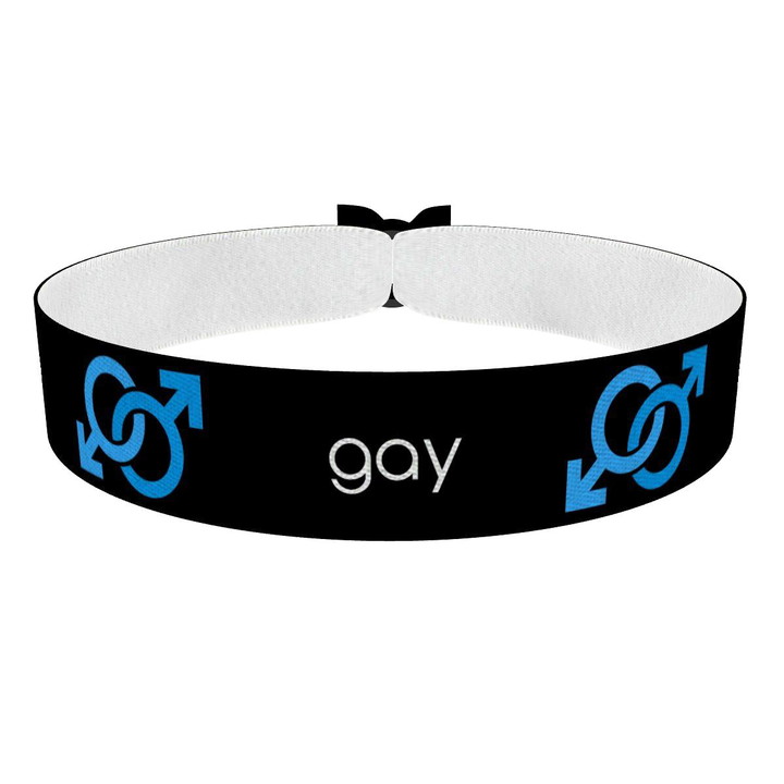 Zum Produkt Gay Symbol Text schwarz 2 Stoffarmband