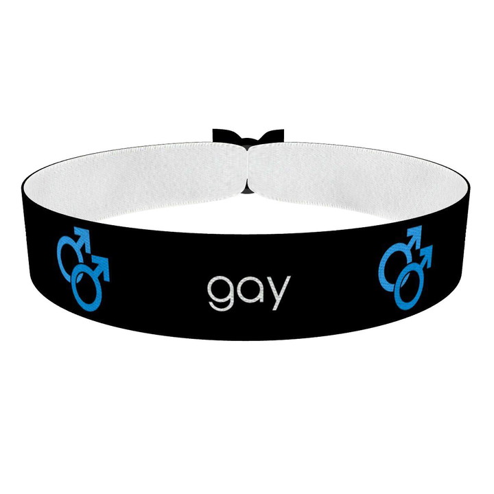 Zum Produkt Gay Symbol Text schwarz 3 Stoffarmband