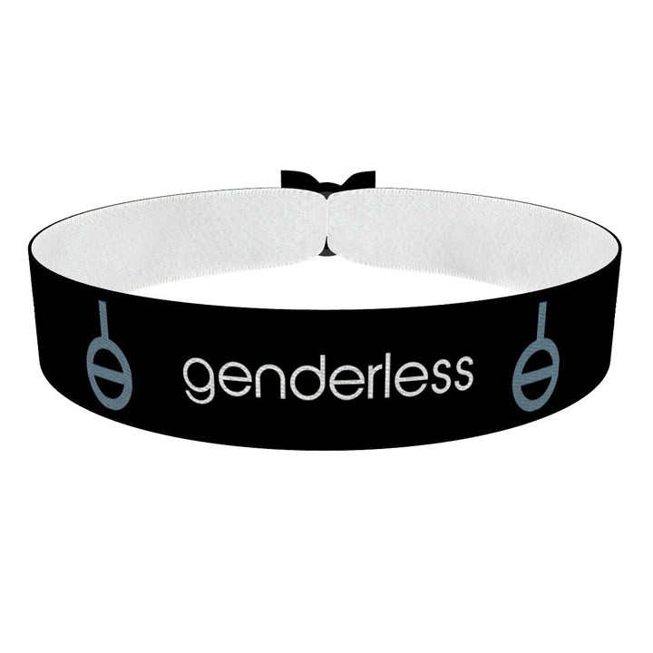 Zum Produkt Genderless Symbol Text schwarz Stoffarmband