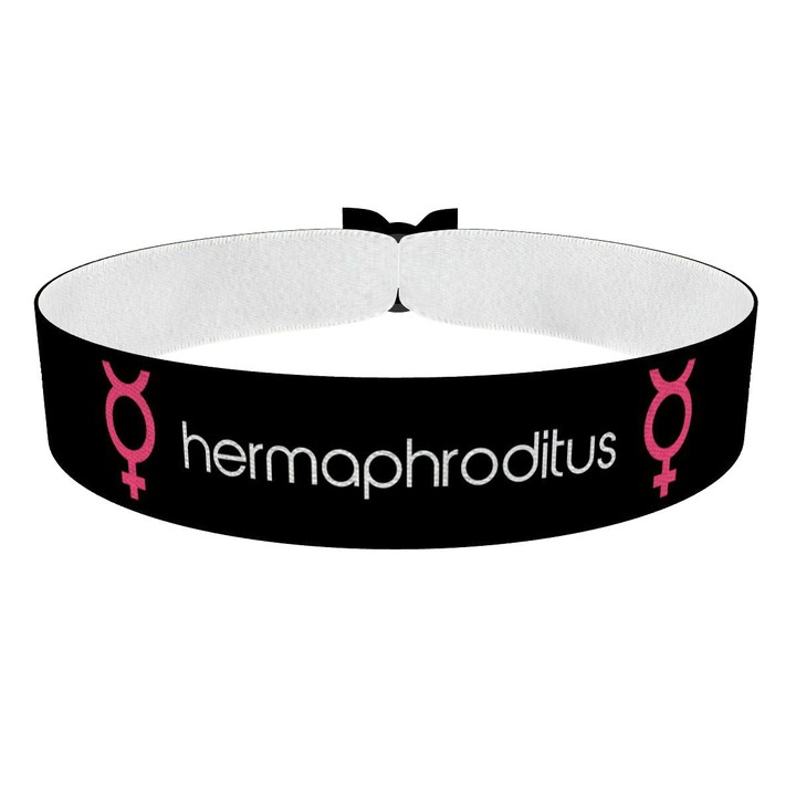 Zum Produkt Hermaphroditus Symbol Text schwarz Stoffarmband