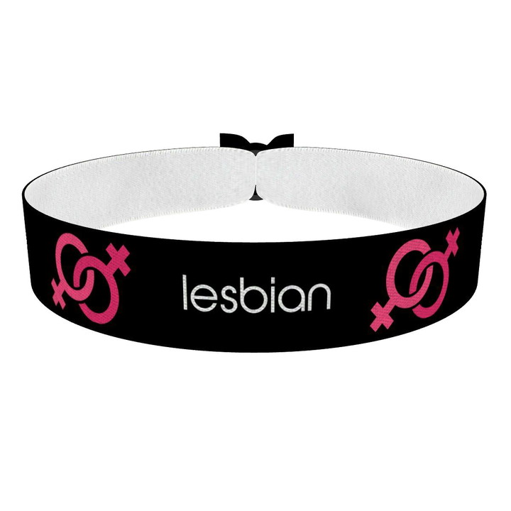 Zum Produkt Lesbian Symbol Text schwarz Stoffarmband