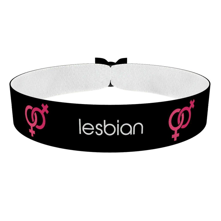 Zum Produkt Lesbian Symbol Text schwarz 2 Stoffarmband
