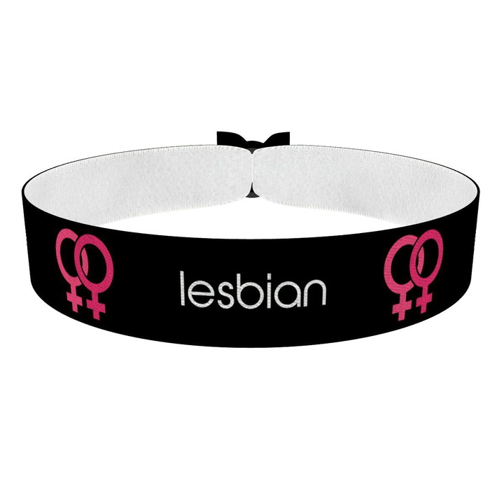 Zum Produkt Lesbian Symbol Text schwarz 3 Stoffarmband