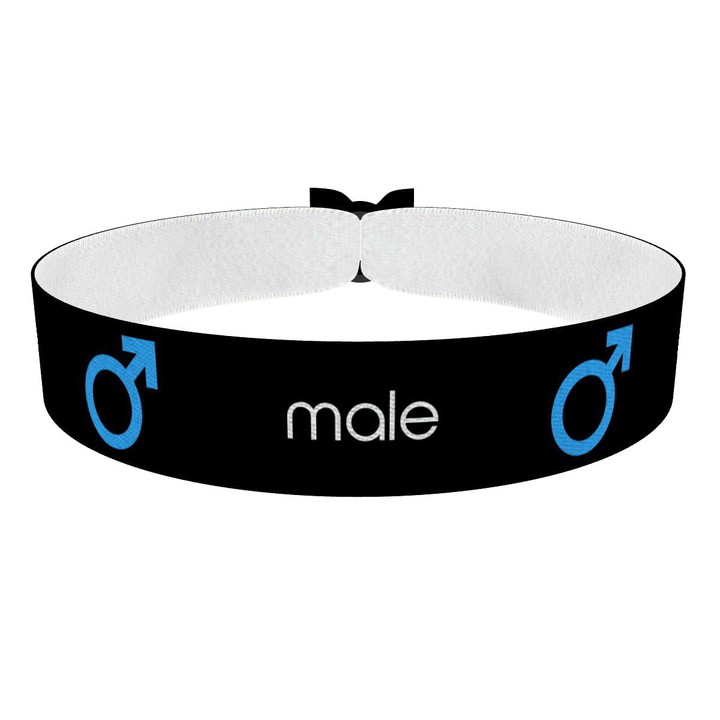 Zum Produkt Male Symbol Text schwarz Stoffarmband