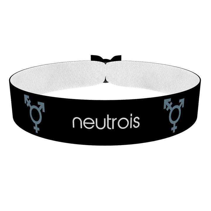 Zum Produkt Transgender Symbol Text schwarz Stoffarmband