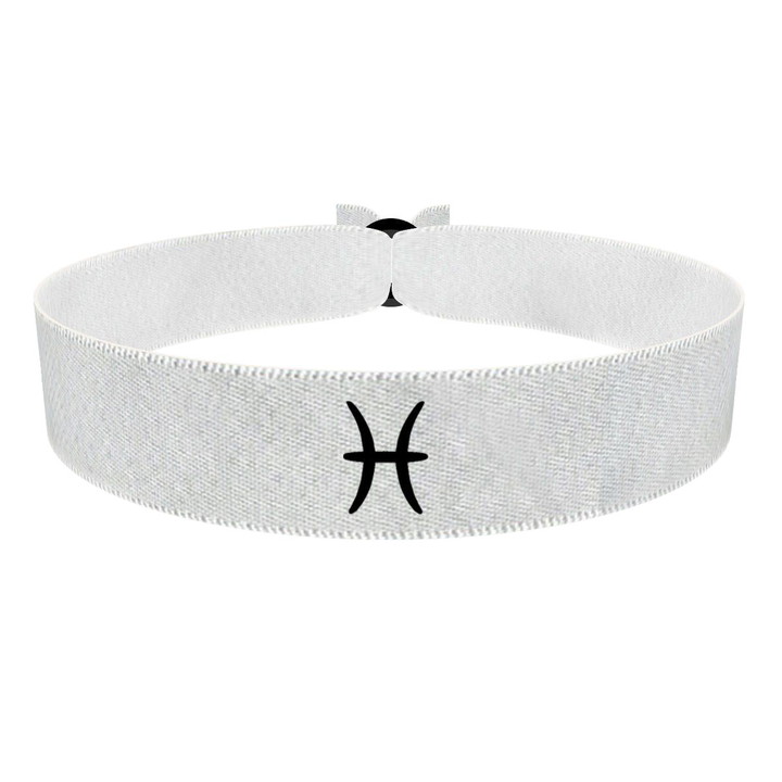 Zum Produkt Fisch Sternzeichen Symbol weiß Stoffarmband