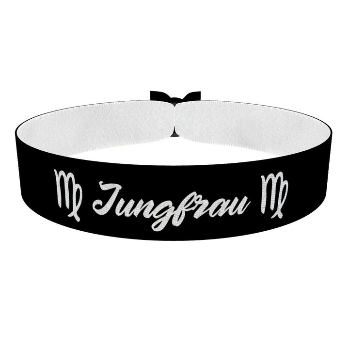 Zum Produkt Jungfrau Sternzeichen Text schwarz Stoffarmband