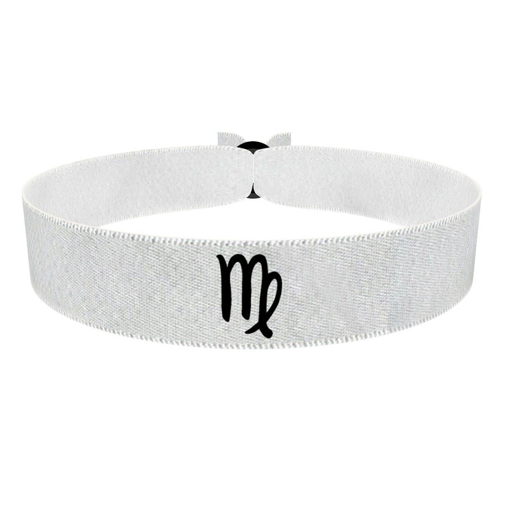 Zum Produkt Jungfrau Sternzeichen Symbol weiß Stoffarmband