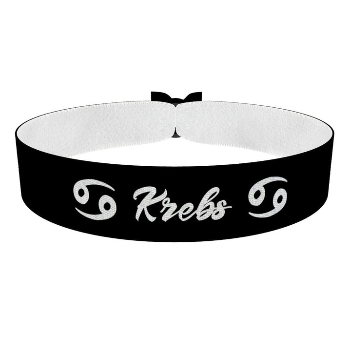 Zum Produkt Krebs Sternzeichen Text schwarz Stoffarmband