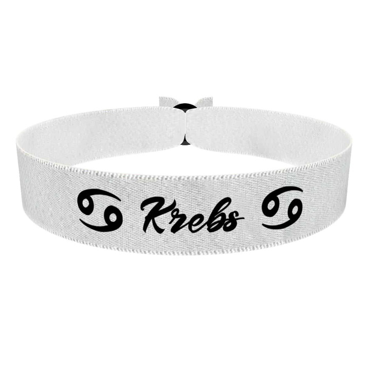 Zum Produkt Krebs Sternzeichen Text weiß Stoffarmband