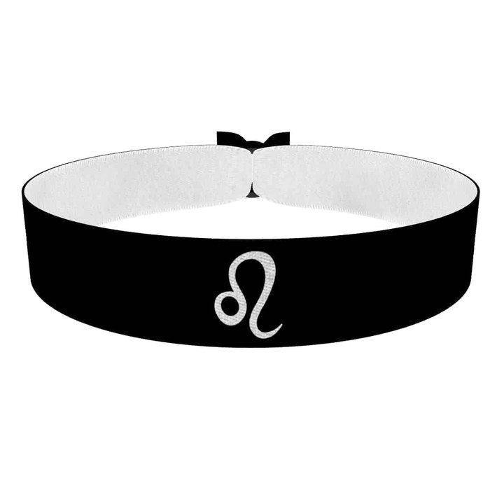 Zum Produkt Löwe Sternzeichen Symbol schwarz Stoffarmband
