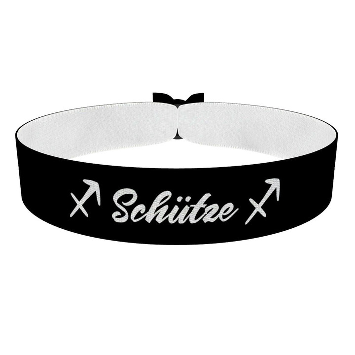 Zum Produkt Schütze Sternzeichen Text schwarz Stoffarmband