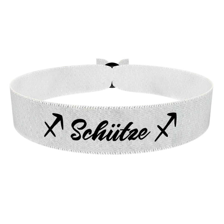 Zum Produkt Schütze Sternzeichen Text weiß Stoffarmband