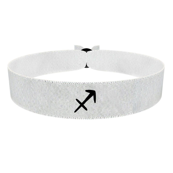 Zum Produkt Schütze Sternzeichen Symbol weiß Stoffarmband