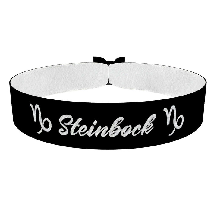 Zum Produkt Steinbock Sternzeichen Text schwarz Stoffarmband