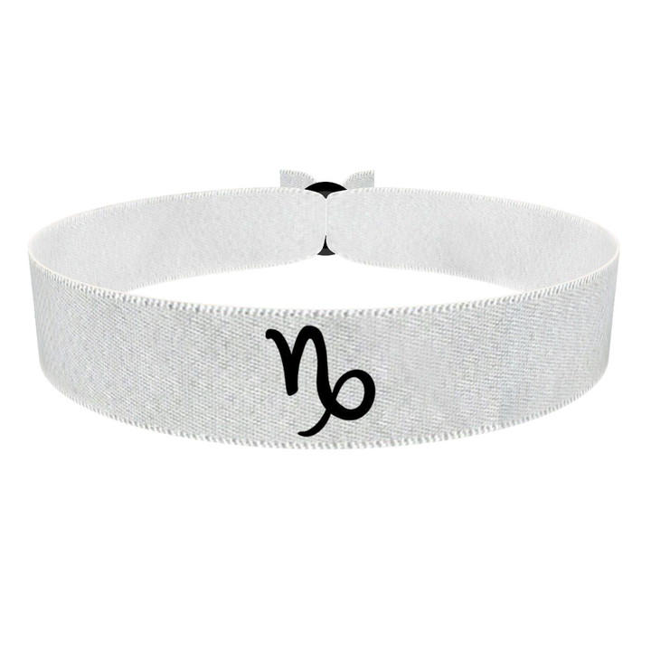 Zum Produkt Steinbock Sternzeichen Symbol weiß Stoffarmband