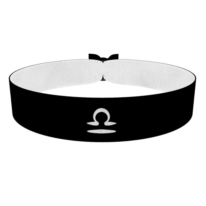 Zum Produkt Waage Sternzeichen Symbol schwarz Stoffarmband