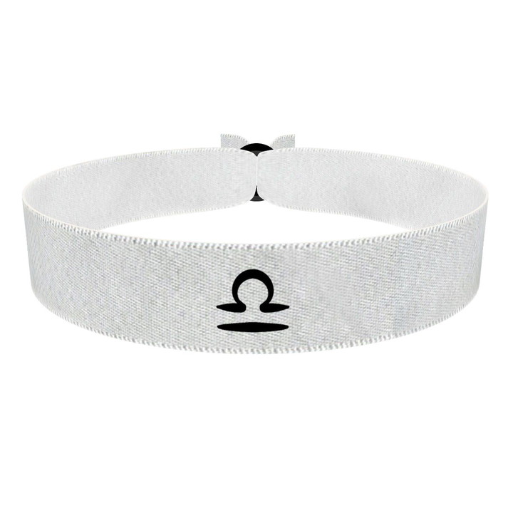 Zum Produkt Waage Sternzeichen Symbol weiß Stoffarmband