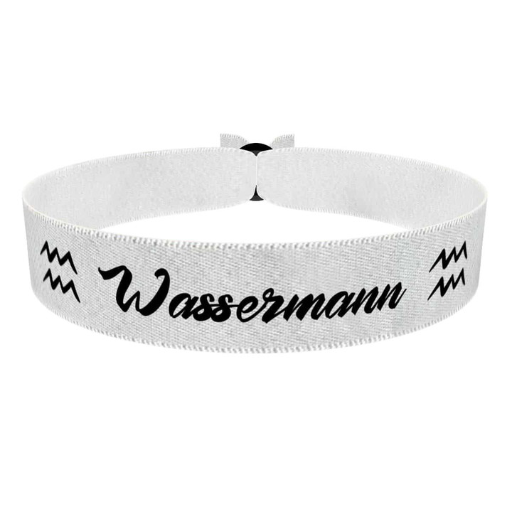 Zum Produkt Wassermann Sternzeichen Text weiß Stoffarmband