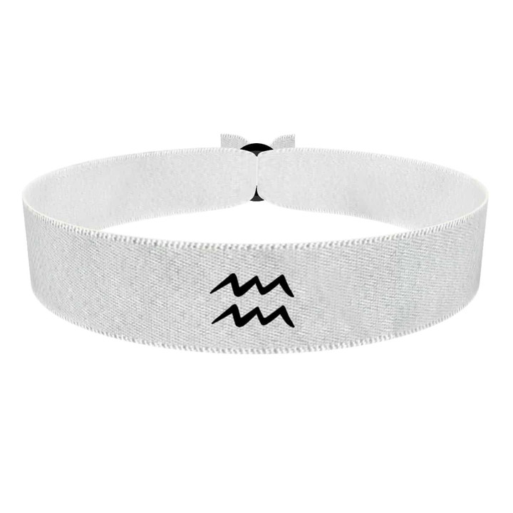 Zum Produkt Wassermann Sternzeichen Symbol weiß Stoffarmband