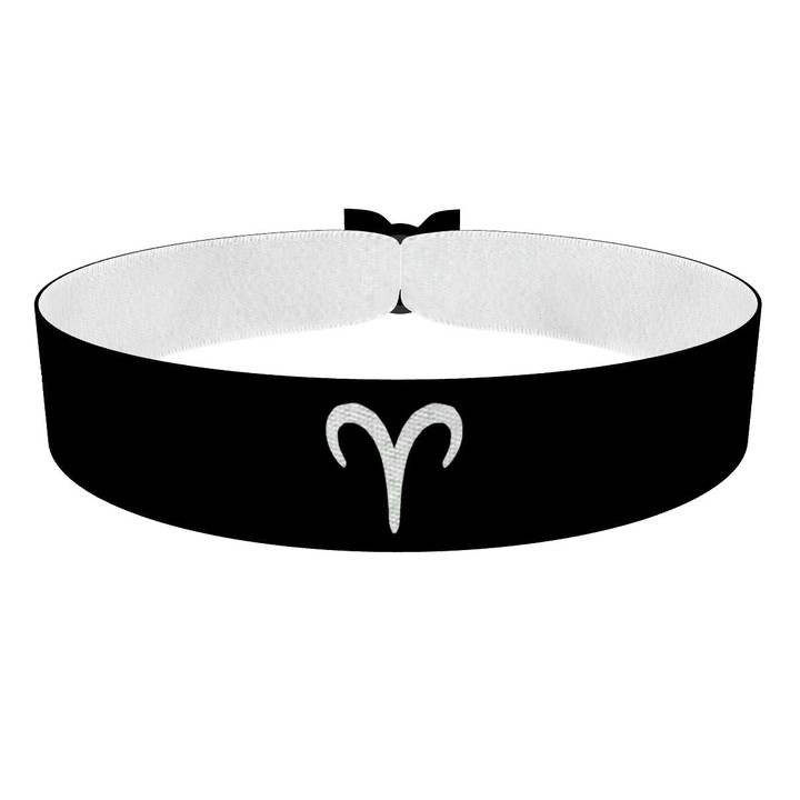 Zum Produkt Widder Sternzeichen Symbol schwarz Stoffarmband