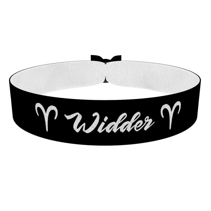 Zum Produkt Widder Sternzeichen Text schwarz Stoffarmband