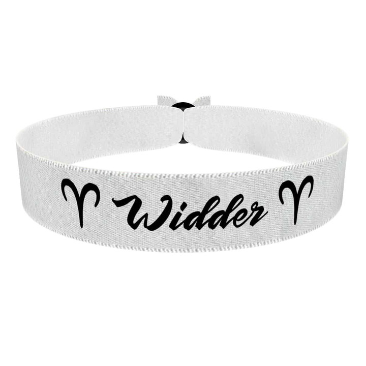 Zum Produkt Widder Sternzeichen Text weiß Stoffarmband
