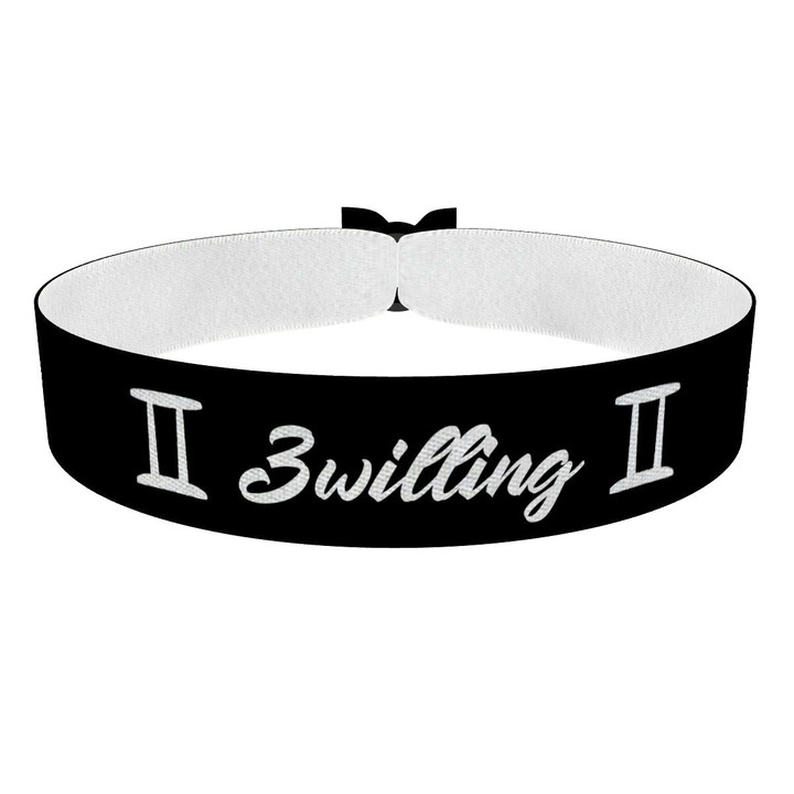Zum Produkt Zwilling Sternzeichen Text schwarz Stoffarmband