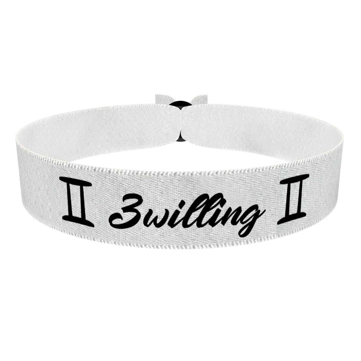 Zum Produkt Zwilling Sternzeichen Text weiß Stoffarmband
