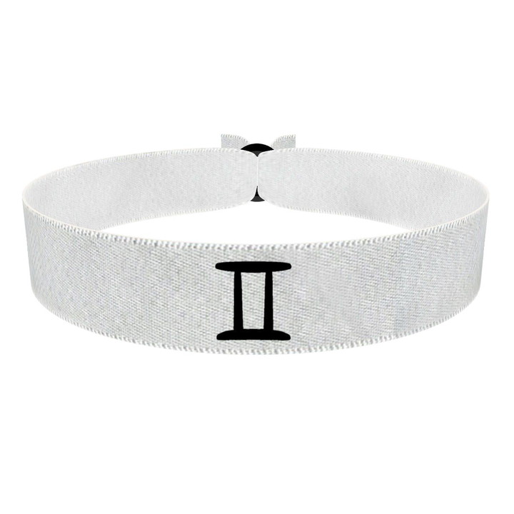 Zum Produkt Zwilling Sternzeichen Symbol weiß Stoffarmband