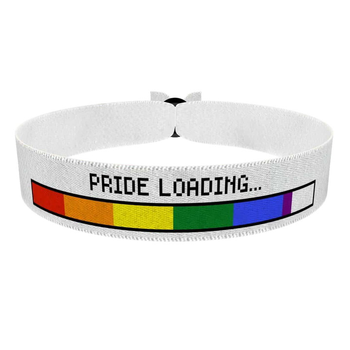 Zum Produkt Pride Loading weiß Stoffarmband