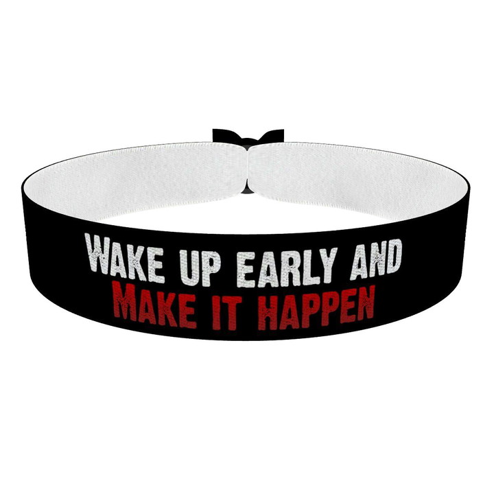 Zum Produkt Wake up early schwarz Stoffarmband
